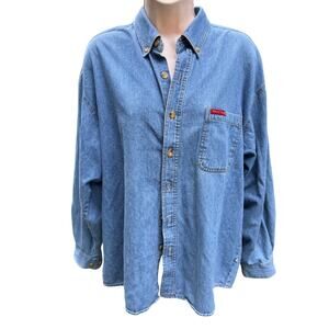 Moose Creek | Large Denim Button Up Shirt 90’s Vibe Fall Winter Oversized
